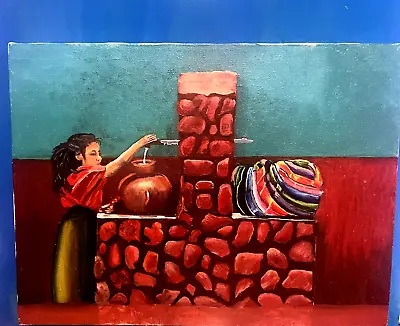 Original Quality Vintage Art  Mexican Girl Getting Water From The Well   • $69.99