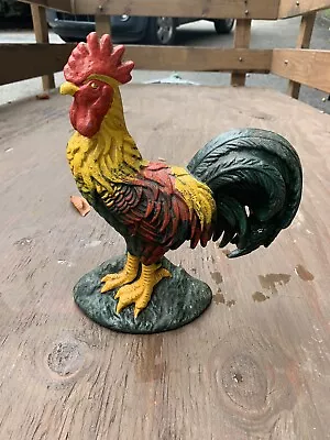 Vintage Small Cast Iron Rooster Door Stop Hand Painted  • $22.50