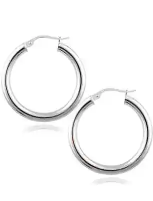 Italian Made .925 Sterling Silver 20mm French Lock Hoop Earrings For Men & Women • $10.99