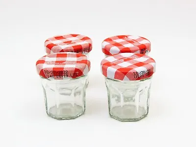 Lot Of 4 Mini Jars Bonne Maman France 1 Oz Empty Glass Jars Jams Crafts Red Lid • $6.99