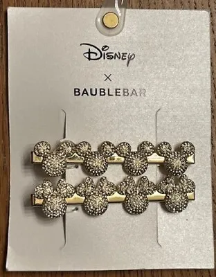 Disney Baublebar Mickey And Minnie Mouse Gold Hair Clips Barrette - NEW • $13.99