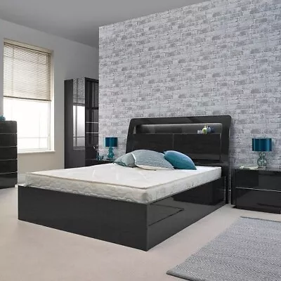 New Solid Wooden And MDF Wood Storage Bed Gas Lift Available In 3 Style 2 Sizes • £649.99