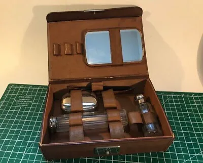 Vintage Kit!  Men's Travel Grooming / Toiletry Vanity Case Two Original Bottles! • $8.74