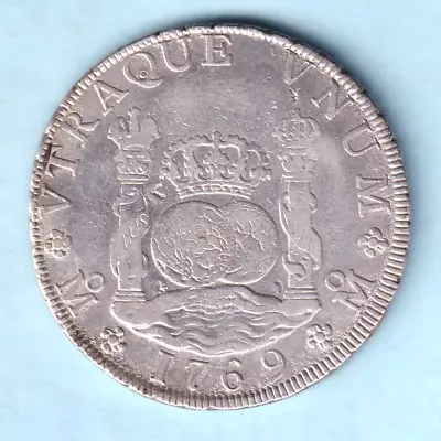Mexico. 1769-MF 8 Reales - Pillar Dollar.. Fine+ - Trace Lustre • $850