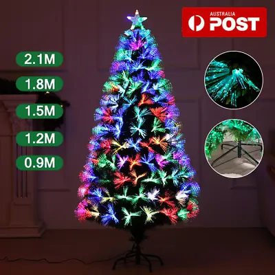 Fibre Optic Pre Lit Christmas Tree 4/5/6/7FT W/ LED Star Lights Xmas Tree Decor • $12.99