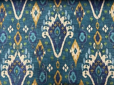 ILiv Boho Teal Ikat  Fabric Linen Blend Cotton Curtain Upholstery Cushion • £2.99