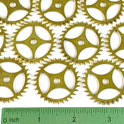 5 Clock Escape Wheels Gears Watch Part Steampunk Watchmaker Lot Repair Gold 35mm • $9.99