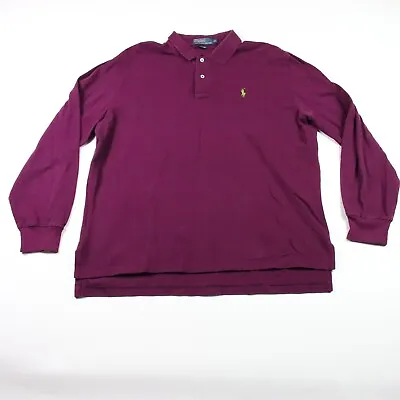 Polo Ralph Lauren Long Sleeve Polo Shirt Men XL Red Maroon Cotton Pony Rugby • $16.99