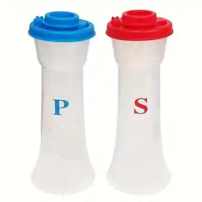 Set Of 2 Plastic Salt And Pepper Shakers With Lids Large Moisture Proof • $6.99