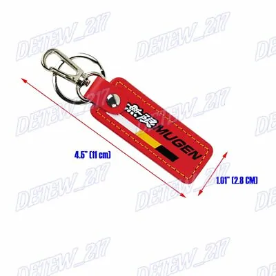 For MUGEN POWER Honda Rectangle RED Leather Key Fob Keyring Keychain Tag Lanyard • $9.68