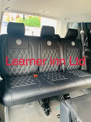 Vw Transporter T5 T6 Leatherette Seat Covers Tripe Rear Bench Only With Logos • $247.67