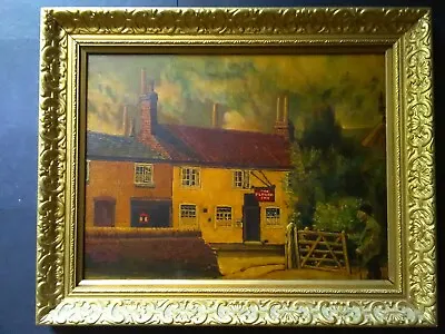 £251.75 • Buy Vintage Oil Painting, The Plough Inn Pub, Nottingham, Walter Hunt, Signed, 1943