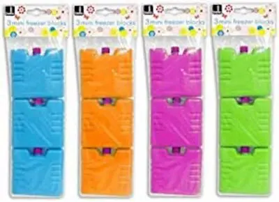 £3.25 • Buy 3 Mini Ice Brick Blocks Freezer Cooler Bag Lunch Box Picnic Travel RANDOM COLOUR