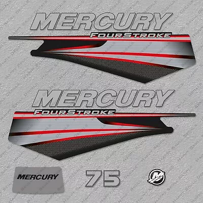 Mercury 75 Hp Four Stroke 2013-2017 RED Outboard Engine Decals Sticker • $53.99