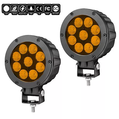 2x 5  90W LED Round OffRoad Driving Lights Spot Yellow Headlights Pods Truck UTV • $50.39