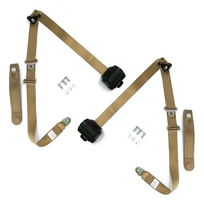 Tan Retractable Front Shoulder Seat Belt JP CJ YJ Wrangler 82-95 3 Point Pair • $139.95