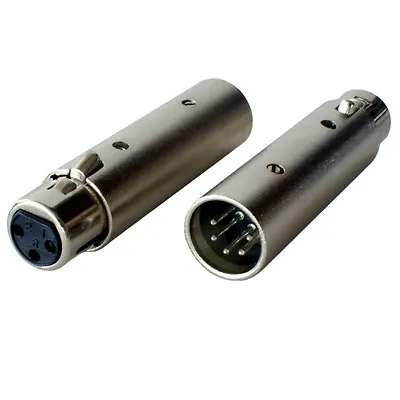 XLR 5 Pin Male To 3 Pin Female DMX Adapter Converter Plug Socket Lighting Barrel • £5.49