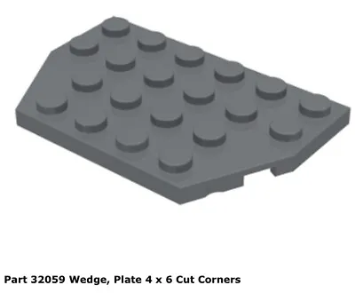 Lego 1x 32059 Dark Bluish Gray Wedge Plate 4 X 6 Cut Corners 8039 • $6.46