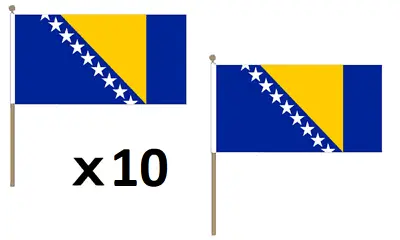 BOSNIA AND HERZEGOVINA FLAG 12'' X 18'' Wood Stick - BOSNIAN HERZEGOVINIAN FLAGS • $39.95