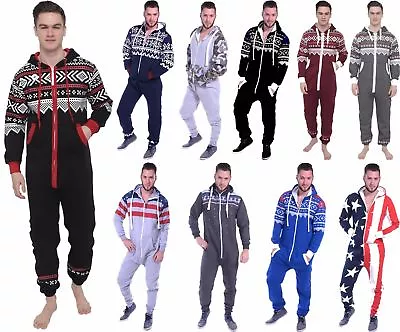 Unisex Mens Onesie0 Pajamas Adult Hooded One Piece Playsuit Jumpsuit All In One • $34.99