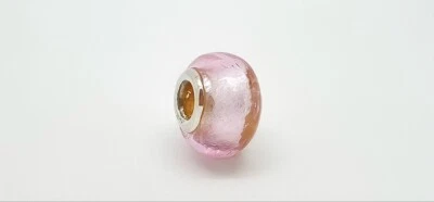 $22.99 • Buy Shimmery Pink Design Genuine 925 Sterling Silver Murano Charm