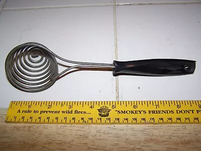 Vtg Coiled Wire Metal Egg Separator Whisk Beater Mixer Black Handle Utensil • $12