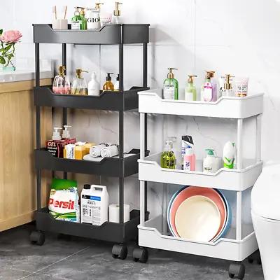 3/4 Tier Storage Trolley Bathroom Home Kitchen Laundry Cart Food Storage Rack  • £9.99