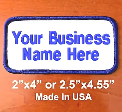 Custom Embroidered Name Patch Embroidery Name Tag Biker Badge 2 Lines WH/Royal  • $5.99