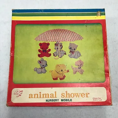 Vintage 70s Crib Mobile Baby Infant Bed Hanging Umbrella Animal MCM • $50