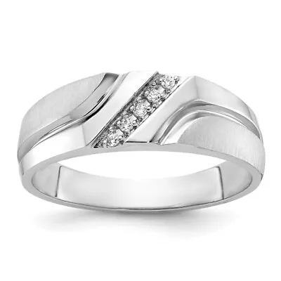 10K White Gold Mens 5 Stone 1/20 Carat A Diamond Wedding Band Ring • $777