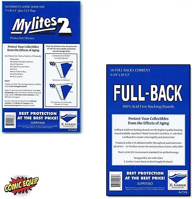 50 Mylites2 CURRENT Mylars Bags & Full Back Comic Boards 700M2/675FB E. Gerber • $35.99