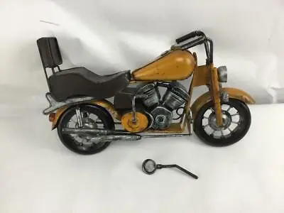 Metal Motorcycle Art Sculpture Model 12.5  Long Folk Art Kick Stand Needs Repair • $24.95