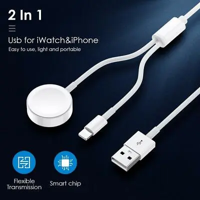 2-in-1 Magnetic Charger USB Cable For Apple Watch SE/6/5/4/3/2/1 IPhone 11/8/7/X • $5.99