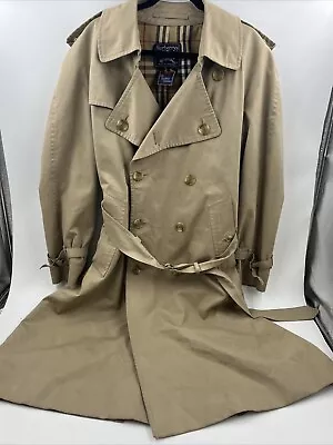 Vintage BURBERRY Trench Coat Khaki Beige Nova Check Lining Free Size Unisex • $299
