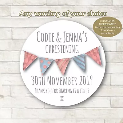 £2.45 • Buy Personalised BANNER Christening Baptism Sweet Cone Gift Bag Stickers Label 1315