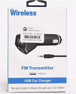 Just Wireless FM Transmitter & Dual Port Car Charger - Black • $9.79