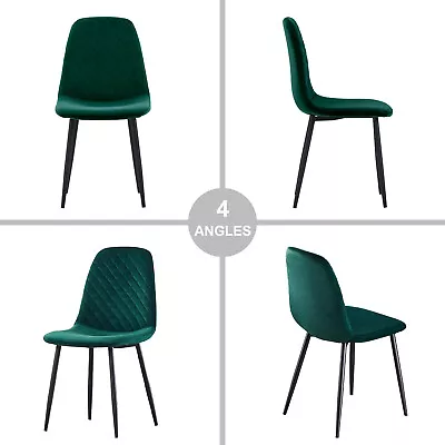 Set Of 2/4/6 Velvet Dining Chairs Padded Seat Metal Legs Kitchen Home Office UK • £179.99