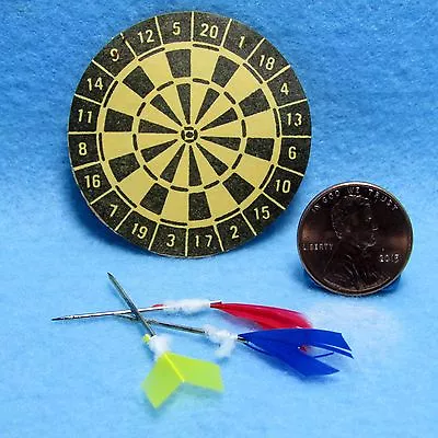 Dollhouse Miniature Dart Board With Darts ~ IM65230 • $2.51