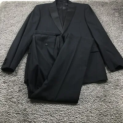 Moss Esq Mens Wool Blend Tuxedo Bow Tie Size 44L Black Regular Fit NWOT • $71.99