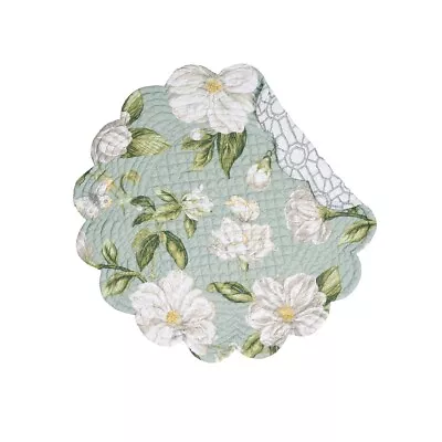 C & F  Magnolia Floral Round Quilted Reversible Placemats ~~ Set Of 2 • $21.95