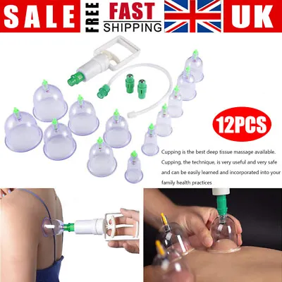 12 Cups/Set Medical Chinese Vacuum Body Cupping Massage Healthy Therapy Suction • £12.25