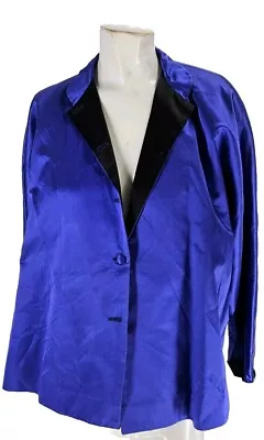 4134 Kenzo Paris Jacket Womens Vintage Blue Black Tinted Tuxedo Button 40 • $44.99