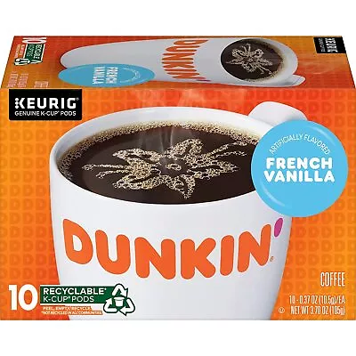 Dunkin' French Vanilla Flavored Coffee 10 Keurig K-Cup Pods • $14.51