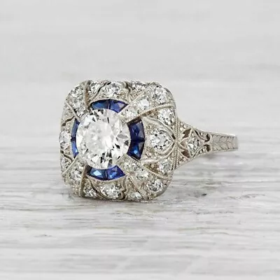 Art Deco Vintage Style Lab Created Dimond  925 Sterling Silver Engagement Ring • $75.60