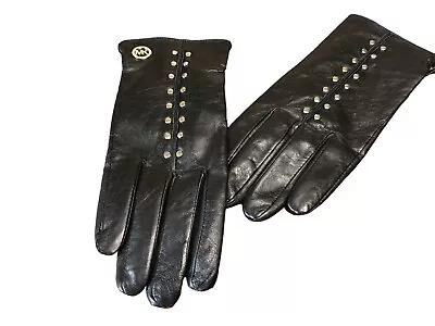Michael Kors Womens Lambskin Leather Silver Studded Glove Size M • $40