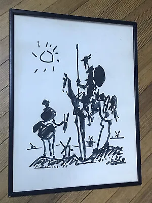 $495 • Buy VINTAGE PABLO PICASSO Don Quixote /Sancho Panza De Mancha Ink Print Litho C.1955