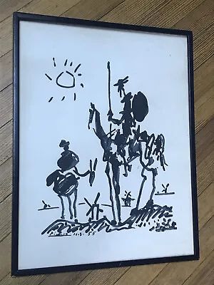 VINTAGE PABLO PICASSO Don Quixote /Sancho Panza De Mancha Ink Print Litho C.1955 • $495