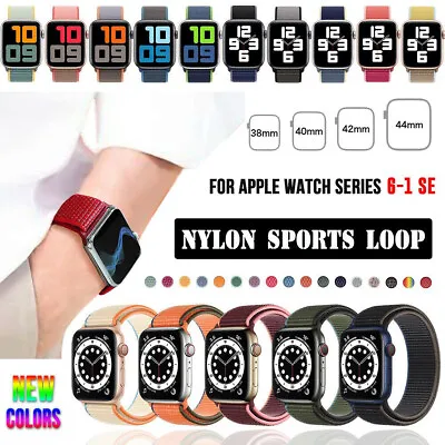 $7.99 • Buy For Apple Watch Nylon Sport Loop Woven Strap Band Series 6 5/4/SE 38/40/42/44 Mm