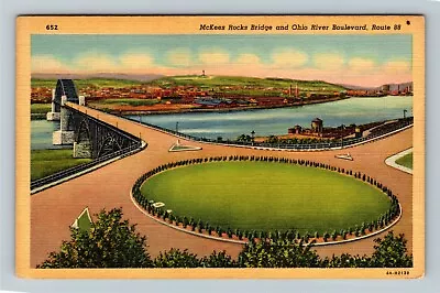 Pittsburgh PA-Pennsylvania McKees Rocks Bridge Ohio River  Vintage Postcard • $7.99
