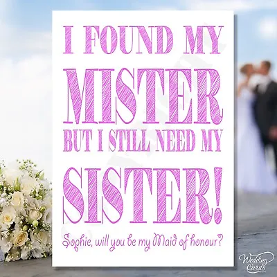 Will You Be My Maid Of Honour Card Sister Bridesmaid Invite Wedding Personalised • £2.06